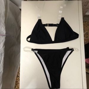 Clear straps black bikini